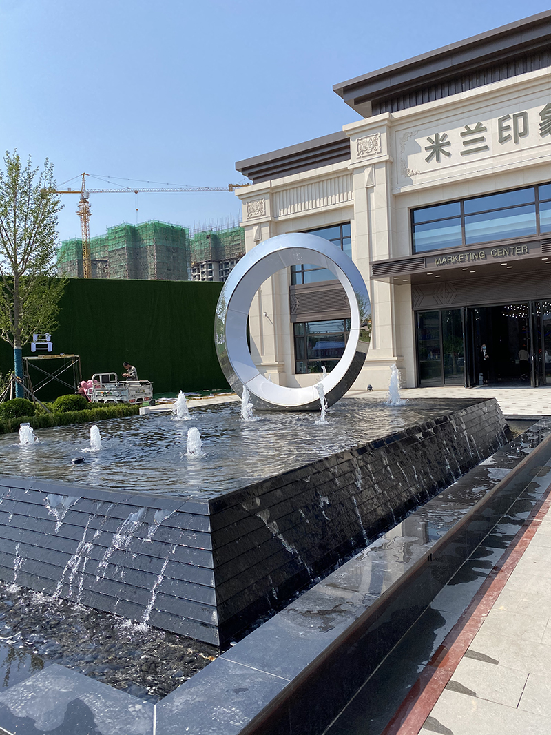 不锈钢球形环形雕塑