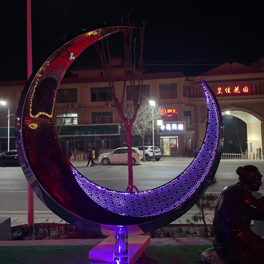 不锈钢球形环形雕塑